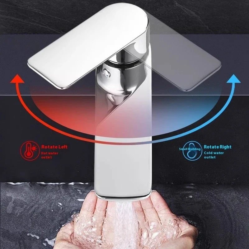 ZEXEF 304 Stainless Steel Bathroom Faucet and Shower Combined Wash Basin Mixer Tap Only Hot Cold Single Deck Mounted Lavatory