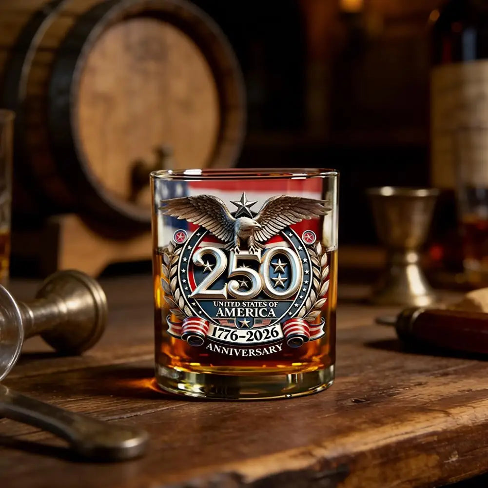 America 250 Years Anniversary Liquor Bottle Hand-blown Glassware America 250th Patriotic Eagle Cup Whiskey Glasses Rotating Cup