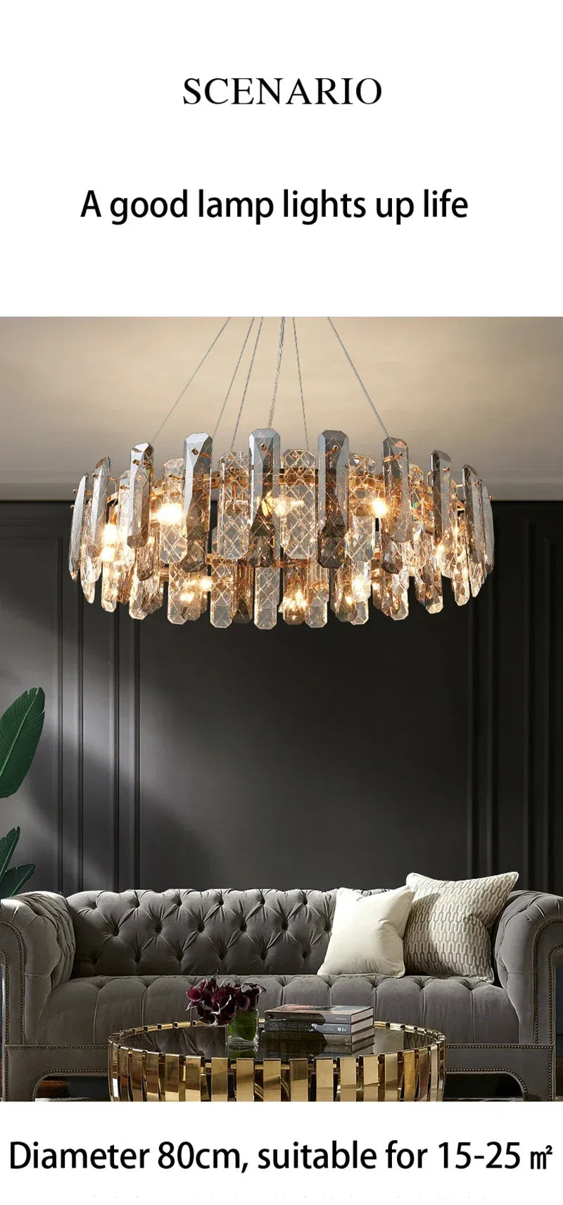 Postmodern Light Luxury LED Crystal Chandelier Atmosphere Dining Room High-end Home Bedroom Kitchen Living Room Pendant Lights