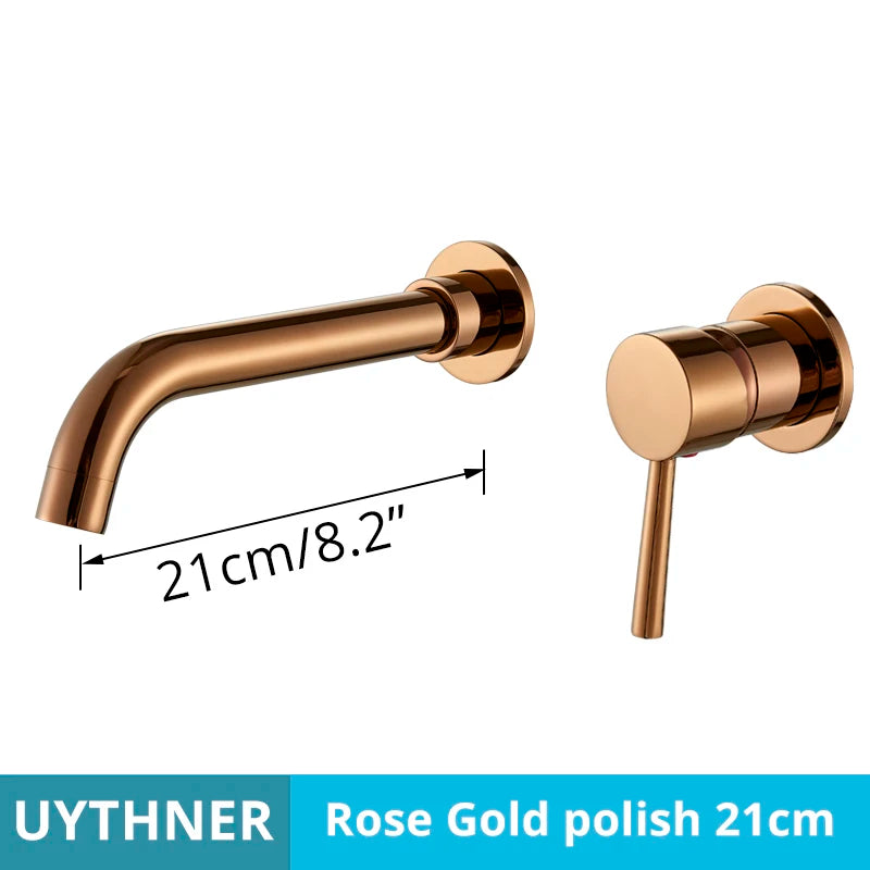 Brushed Gold/Black Basin Faucet Concealed Wall Mounted For Bathroom Faucets Bath Basin Sink Tap Bathtub Hot And Cold Water Mixer