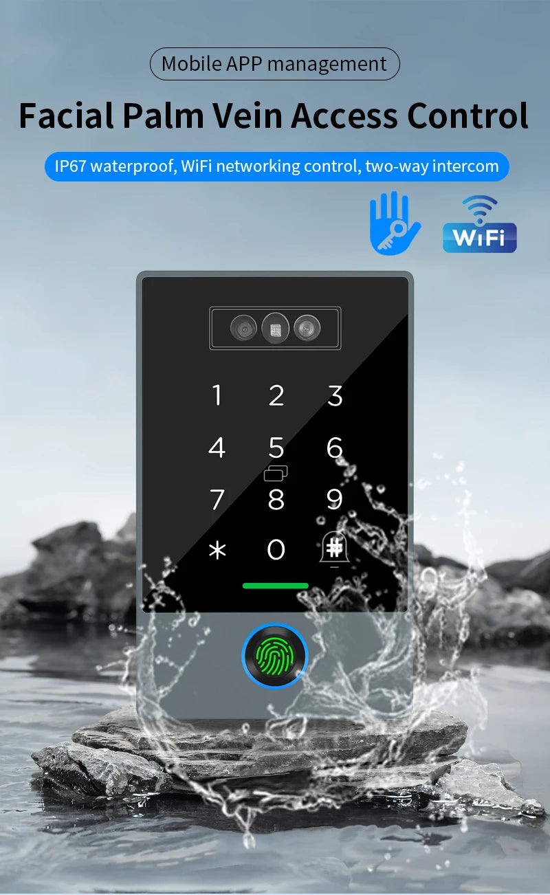 TTLOCK Face Recognition Video Doorbell Intercom Attendance Machine Fingerprint + Palm Vein + 3D Facial Recognition 3-in-1 IP67