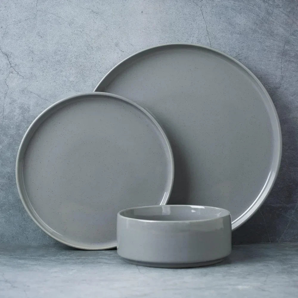 Furniture Nebula Plates and Bowls Set, 12 Pieces Dinnerware Sets, Dishes Set for 4