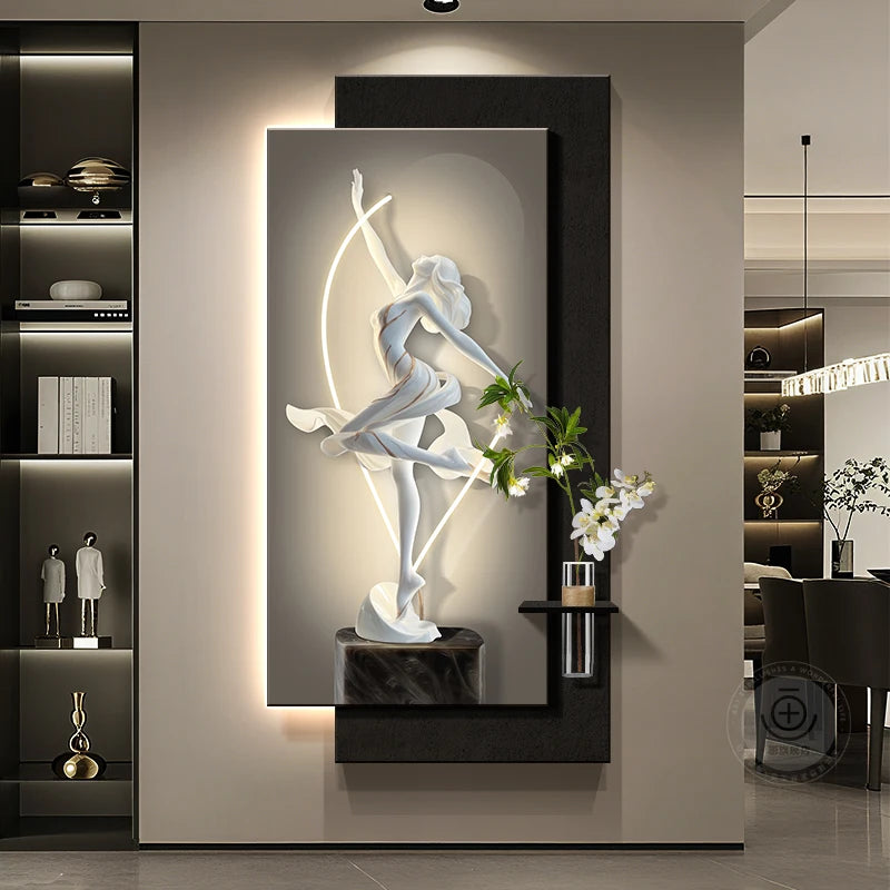 Modern light luxury entrance door, foyer decoration painting, high-end feeling, corridor corridor hanging painting, hydroponic g