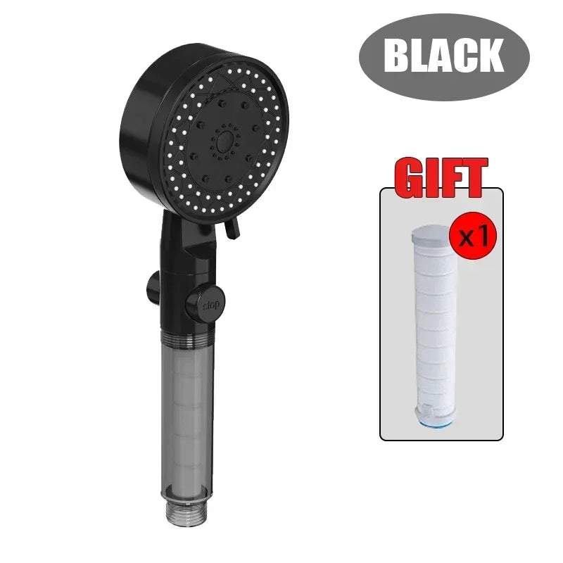 Bathing Showerhead Filtered Purify Water Filter One-Key on OFF Massage 10 Spray Modes High Pressure Shower Head Bath Accessory