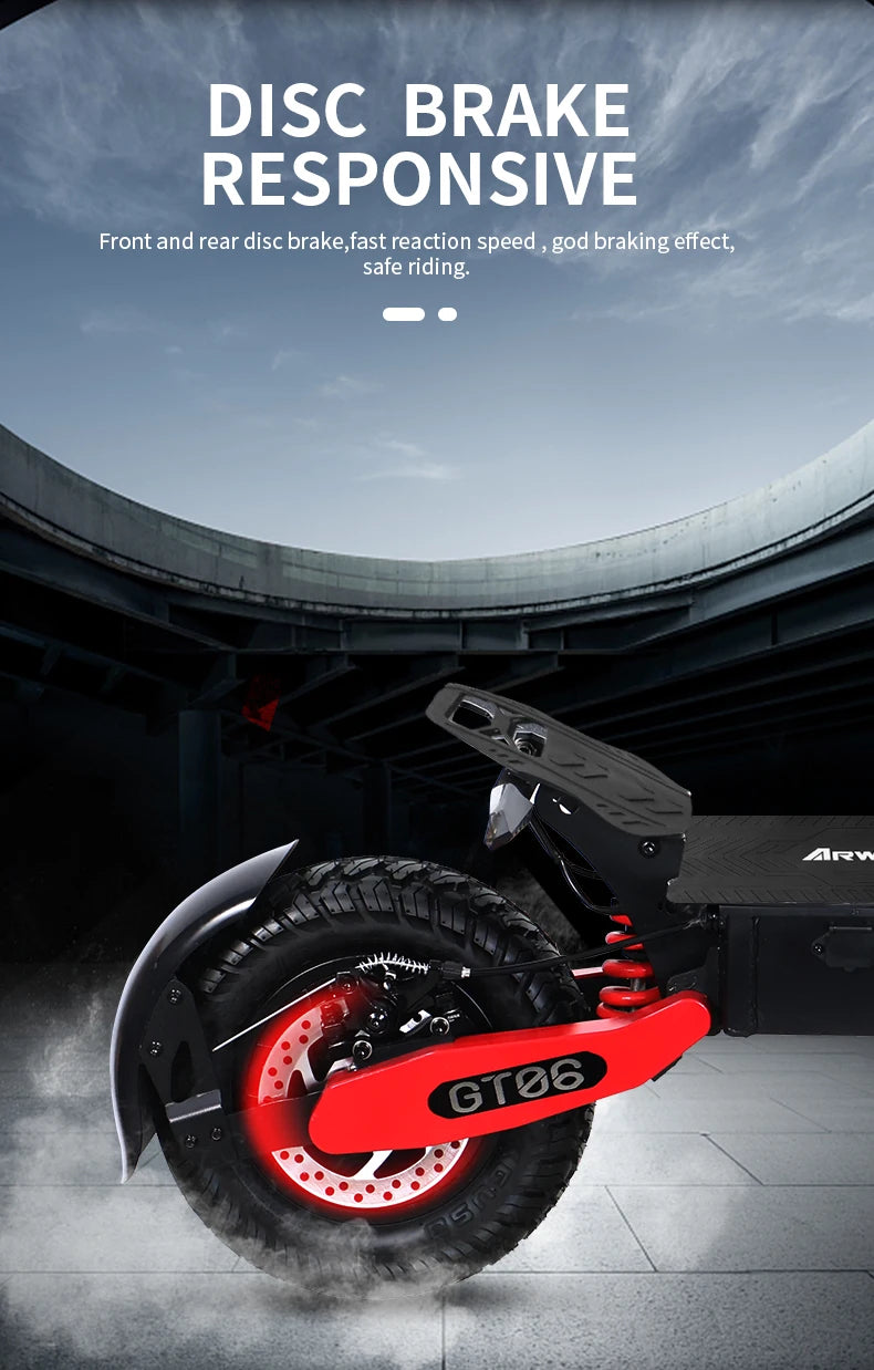 Arwibon 1200W Motor Electric Scooter 48V13/23.4AH Speed up to 25MPH 11 Inch Off-Road Tires Foldable Adult E-Scooter