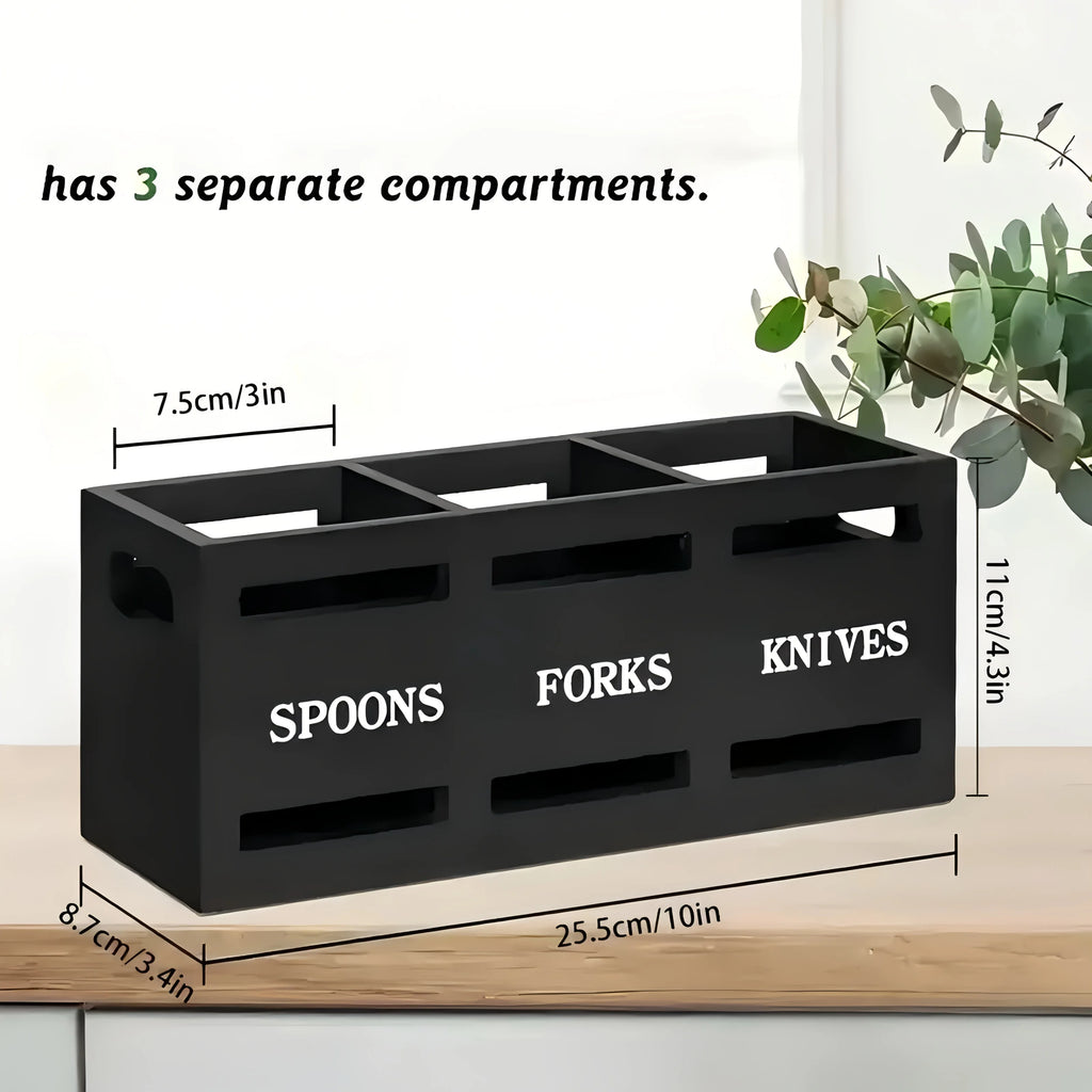 Wooden Utensil Holder Organizer, Rustic Cutlery Rack, Party Fork Knife Spoon Organizer, Farmhouse Kitchen Cutlery Organizer