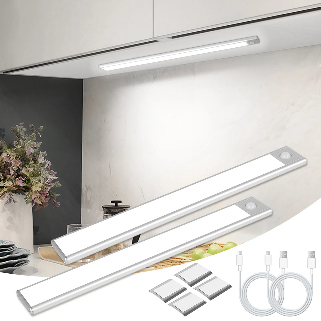 Cabinet Lights Motion Sensor LED Wireless USB Under Ultra Thin Night Light For Kitchen Cabinet Bedroom Wardrobe Indoor Lighting
