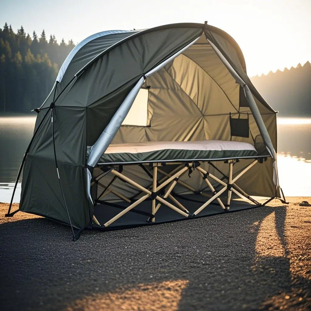 4-in-1 Camping Cot Tent, Backpacking 1 Person Camping Tent, Tent Cot Folding Off the Ground Tent,Fishing Tent,Excluding bed