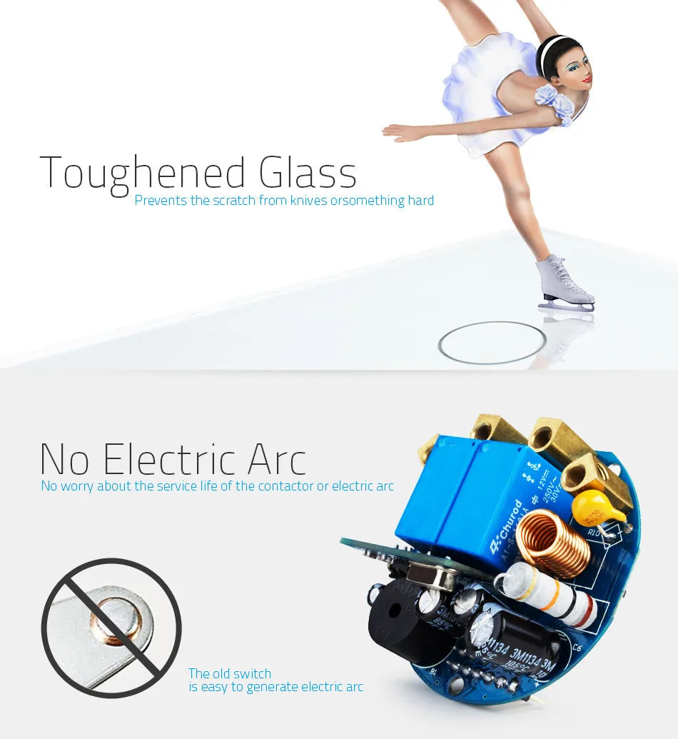Touch Light Switch With EU Power Wall Sockets White Black 300W Led 1 Gang 1 Way Crystal Glass Panel Interruptor 157mm*86mm