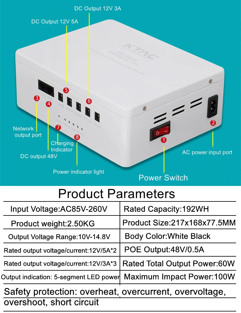 60W uninterruptible power supply miniups computer all-in-one DC backup power optical cat camera