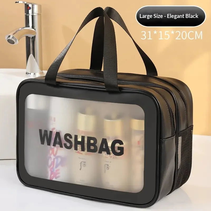 Homefish Large capacity transparent dry wet separation double-layer washbag frosted travel portable handheld bath storage bag