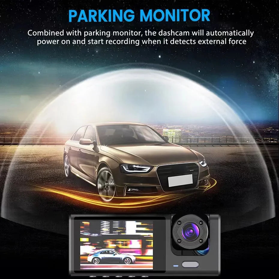 3 Camera Lens Car DVR 3-Channel Dash Cam HD 1080P Dash Camera Dual Lens Dashcam Video Recorder Black Box dash camera car dvr