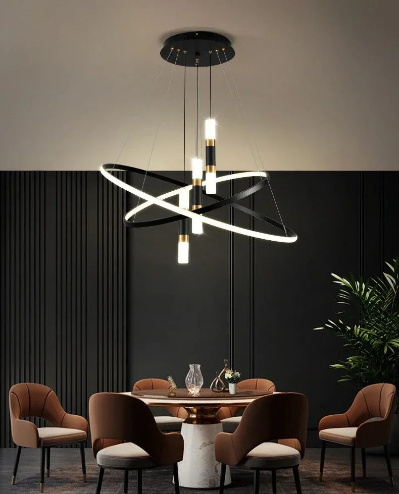 Modern Led Lights Dining Room Decor Chandeliers Simple Ring Living Bedroom Lights Home Indoor Lighting Decorative Pendant Lamps