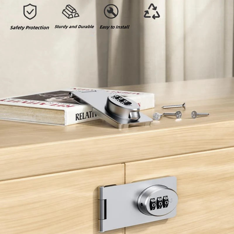 Mechanical Password Locks Door Security Slide Latch Lock for Small Doors Cabinets Barn Door Bathroom Outdoor Garage Garden