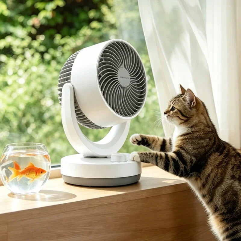 Small Air Circulator Fan, Oscillating Desk Floor Fan with Strong Wind, Low Noise for Bedroom Dorm, Energy-Saving Durable Durable