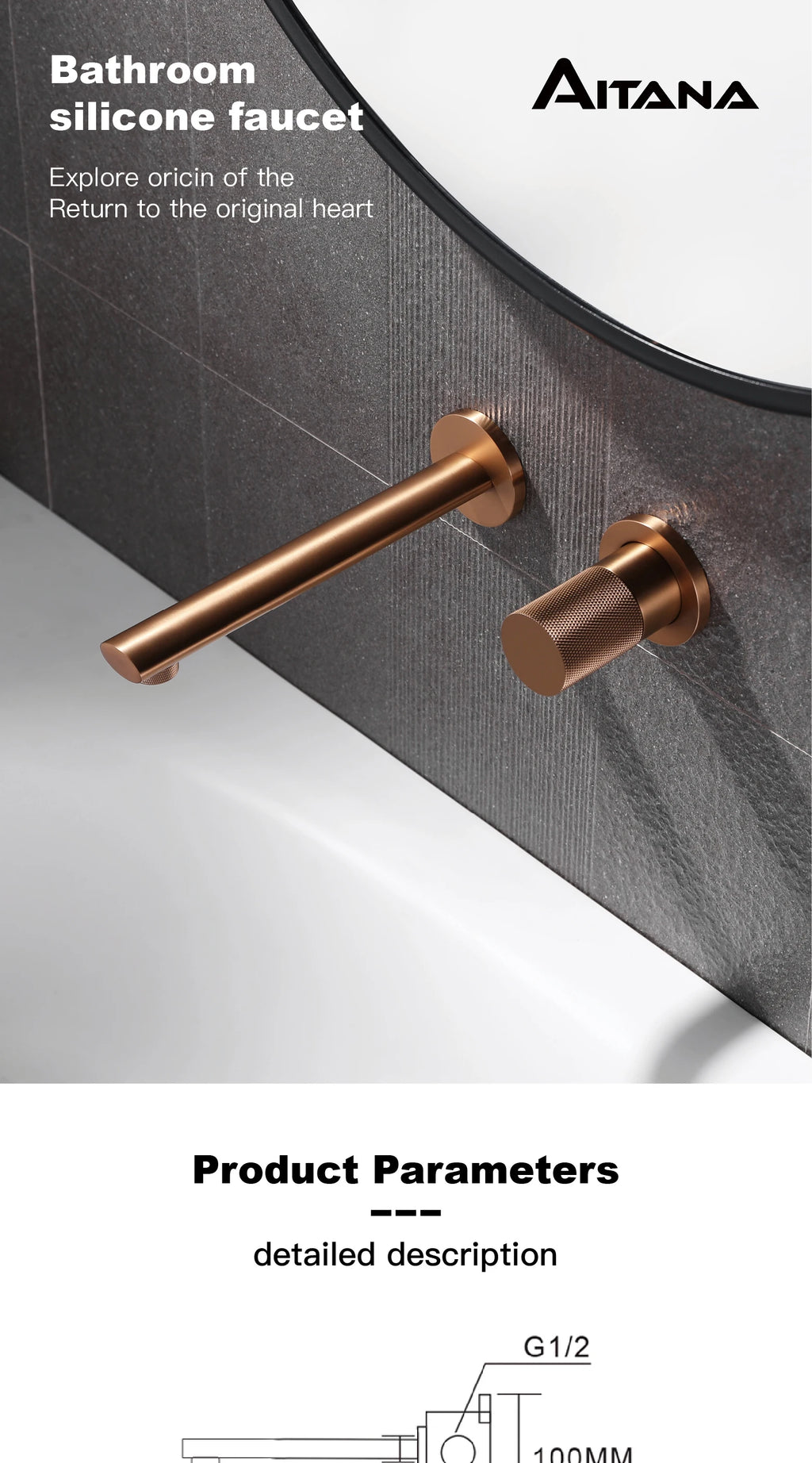 Luxury Brass Black Wall Mounted Bathroom Faucet with Single Handle and 2-Hole Modern Design for Hot and Cold Water Basin Faucet