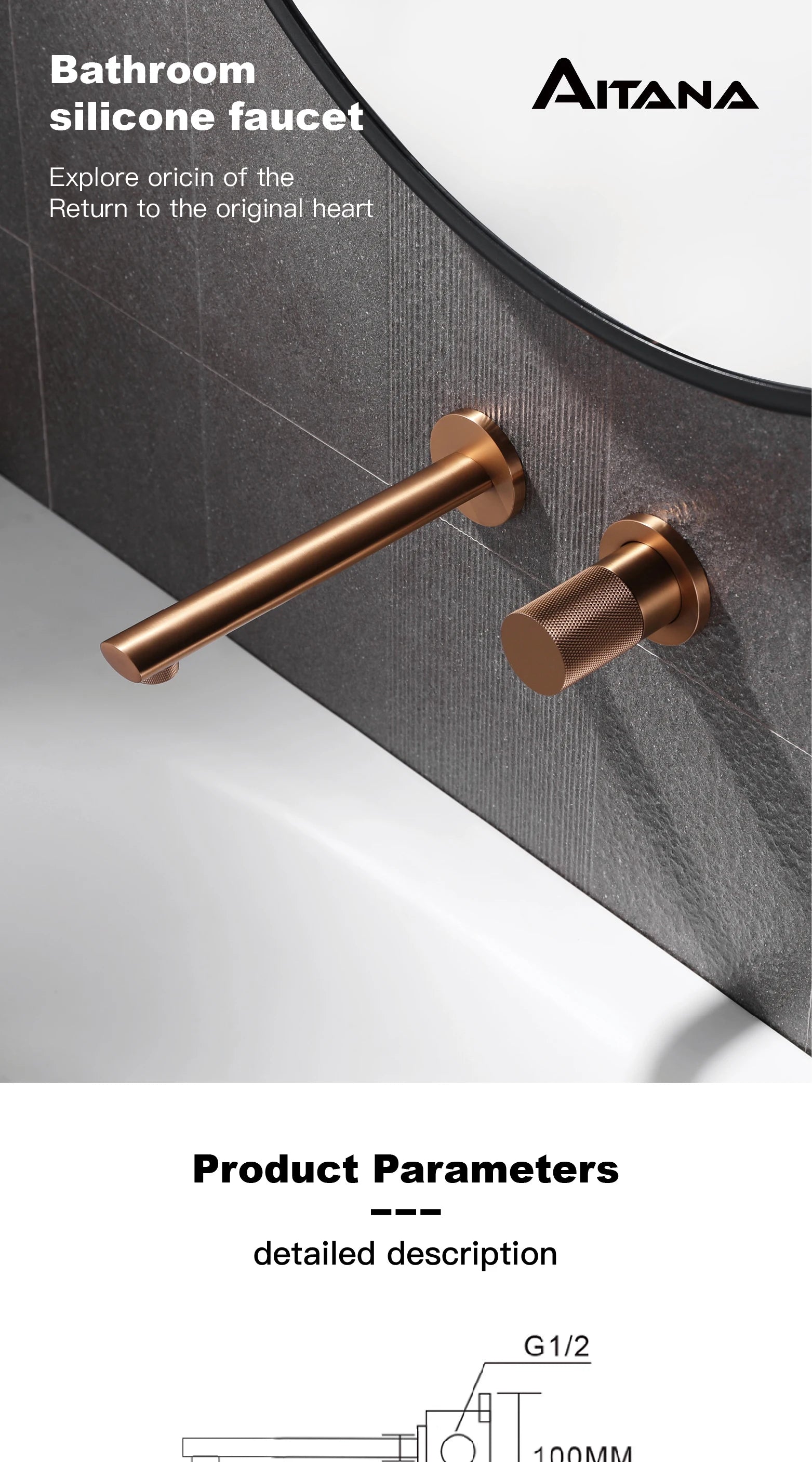 Luxury Brass Black Wall Mounted Bathroom Faucet with Single Handle and 2-Hole Modern Design for Hot and Cold Water Basin Faucet
