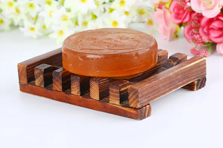 Natural Bamboo Soap Box Dishes Bath Soap Holder Wooden Case Tray Mildew Resistant Drain Bathroom Washroom Accessory