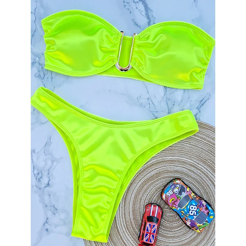 Bandeau Bikini Swimsuit Women 2026 Two-piece Swimwear Thong Bikinis Sets Female Bathing Suit Push Up Monokini Beach Wear Biquini