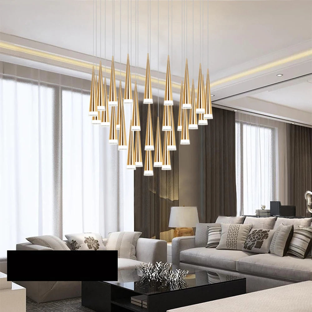 LED Stair Pendant Lights Modren Villa Indoor Lighting Hanglamp Shop Window Pendant Lamps 3/5/7/10/12/15 Heads Lamparas Luminaria