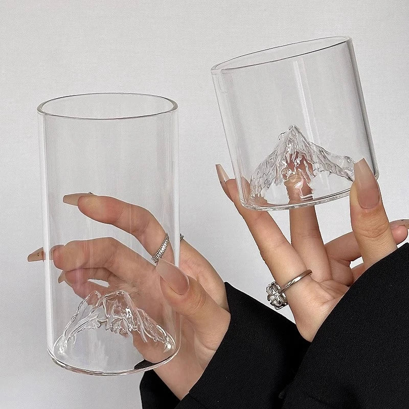 Transparent Whiskey Glasses Mountain Crystal Glass Drinking Glasses for Drinking Bourbon, Cognac, Scotch, Cocktails 125-380ml