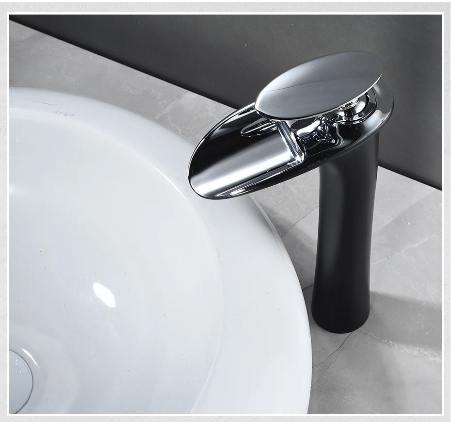 Basin Faucets Modern White Bathroom Faucet Waterfall faucets Single Hole Cold and Hot Water Tap Basin Faucet Mixer Taps 855924