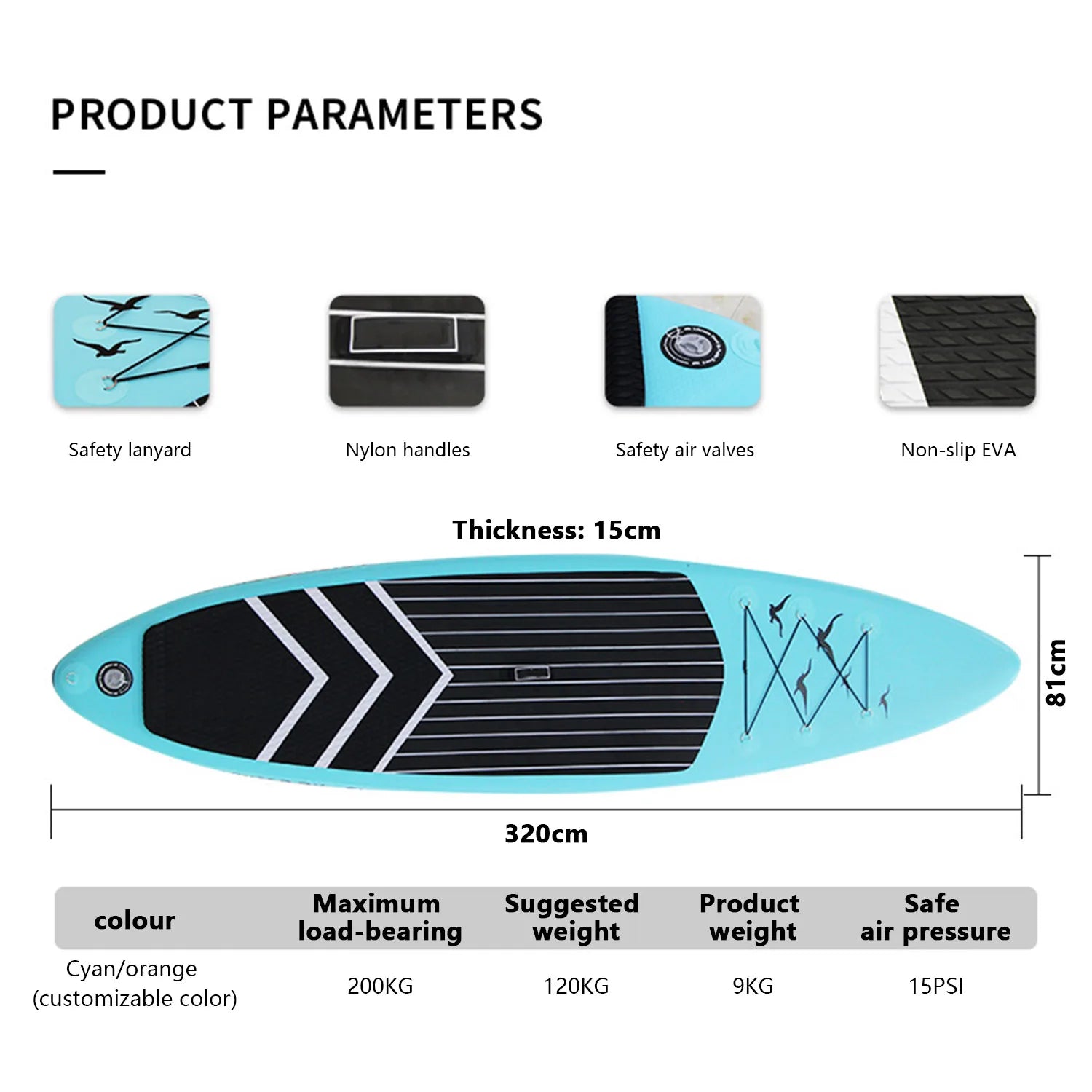 Stand-Up SUP Inflatable Paddle Board, PVC Brushed Material, Double Thickened Surfboard for Outdoor Water Sports, Spot Sale