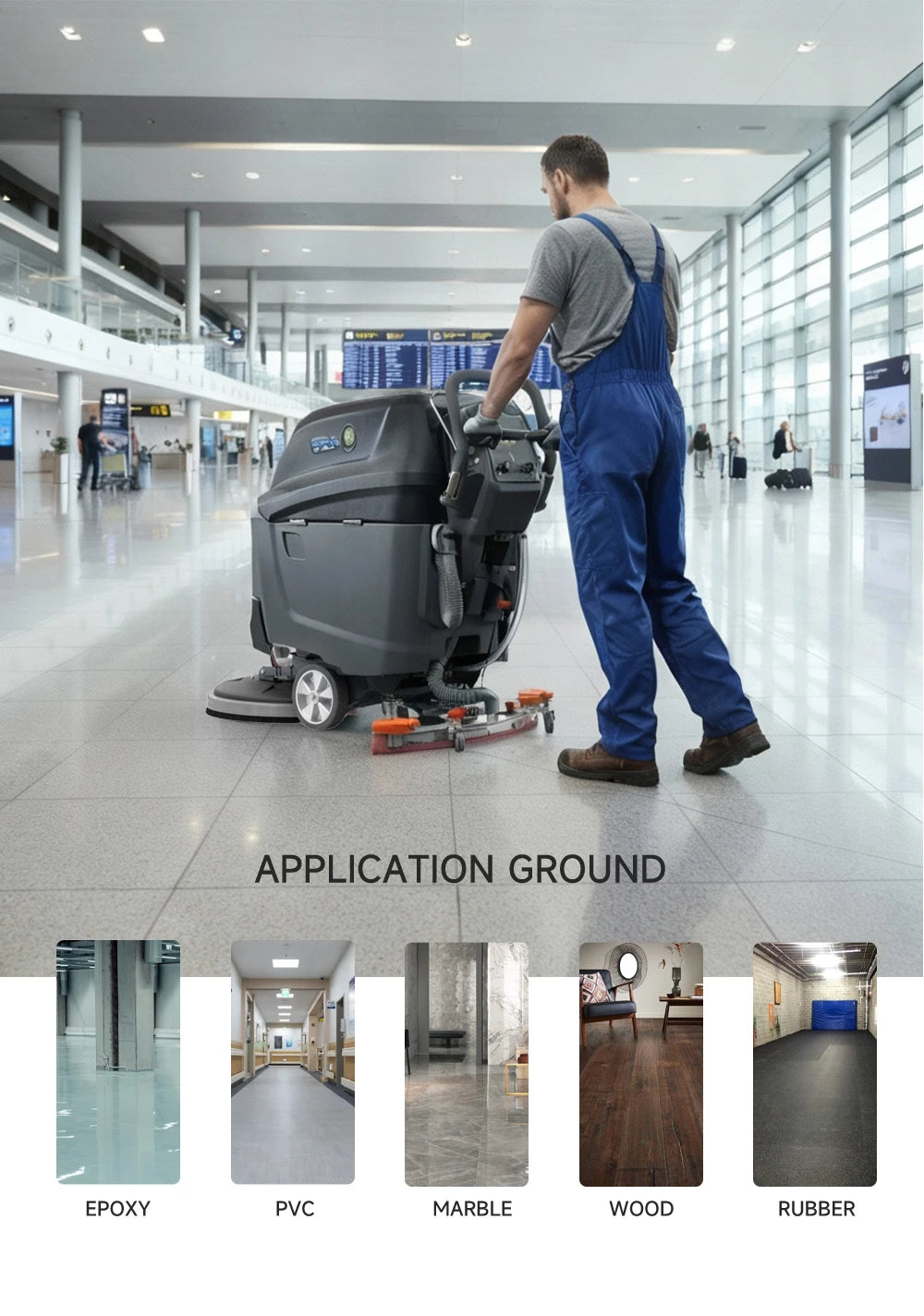 T5B Electric Walk-Behind Scrubber Dryer Battery-Fueled Carpet Cleaning Heavy Duty Vacuum Cleaner Carpet Extractor Machine