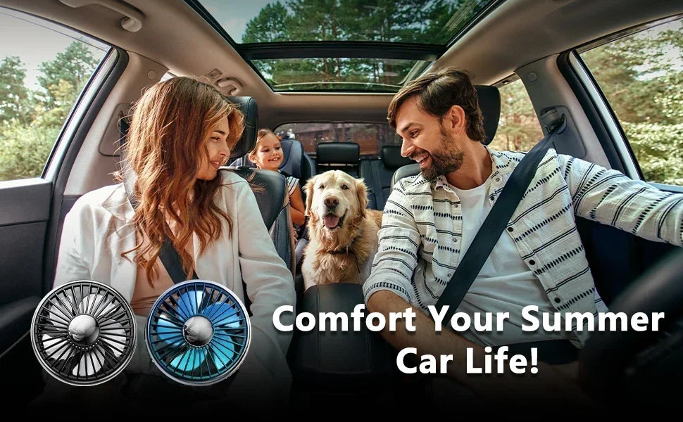 Car Air Vent Fan with Colorful Breathing Light USB Powered 3 Speed Wind Cooling Fan 360° Rotatable Quiet Fan Car AC Fans