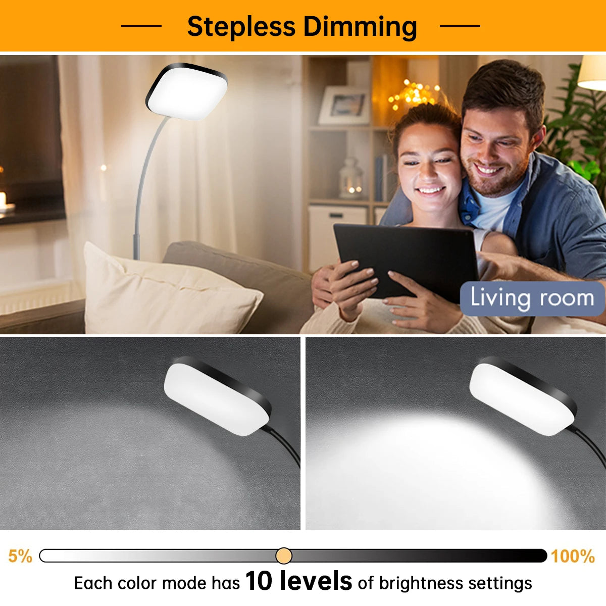 Modern LED Floor Lamp Bright 18W Sofa Reading Lamps for Lash Extensions Dimmable Modern Standing Light Adjustable Gooseneck