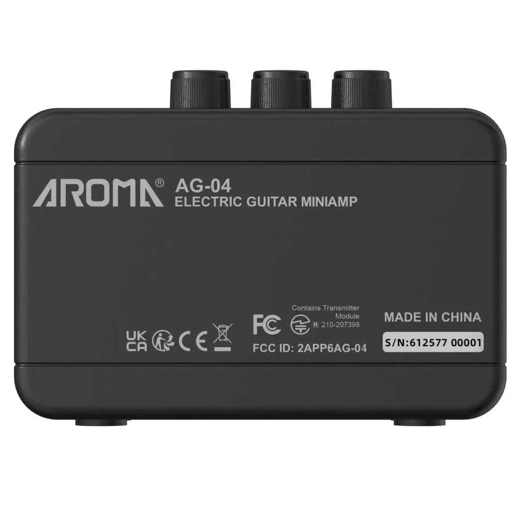Aroma AG-04 Mini Electric Guitar Amp: Rechargeable Bluetooth Portable Amp (Clean/Overdrive, Headphone Jack)