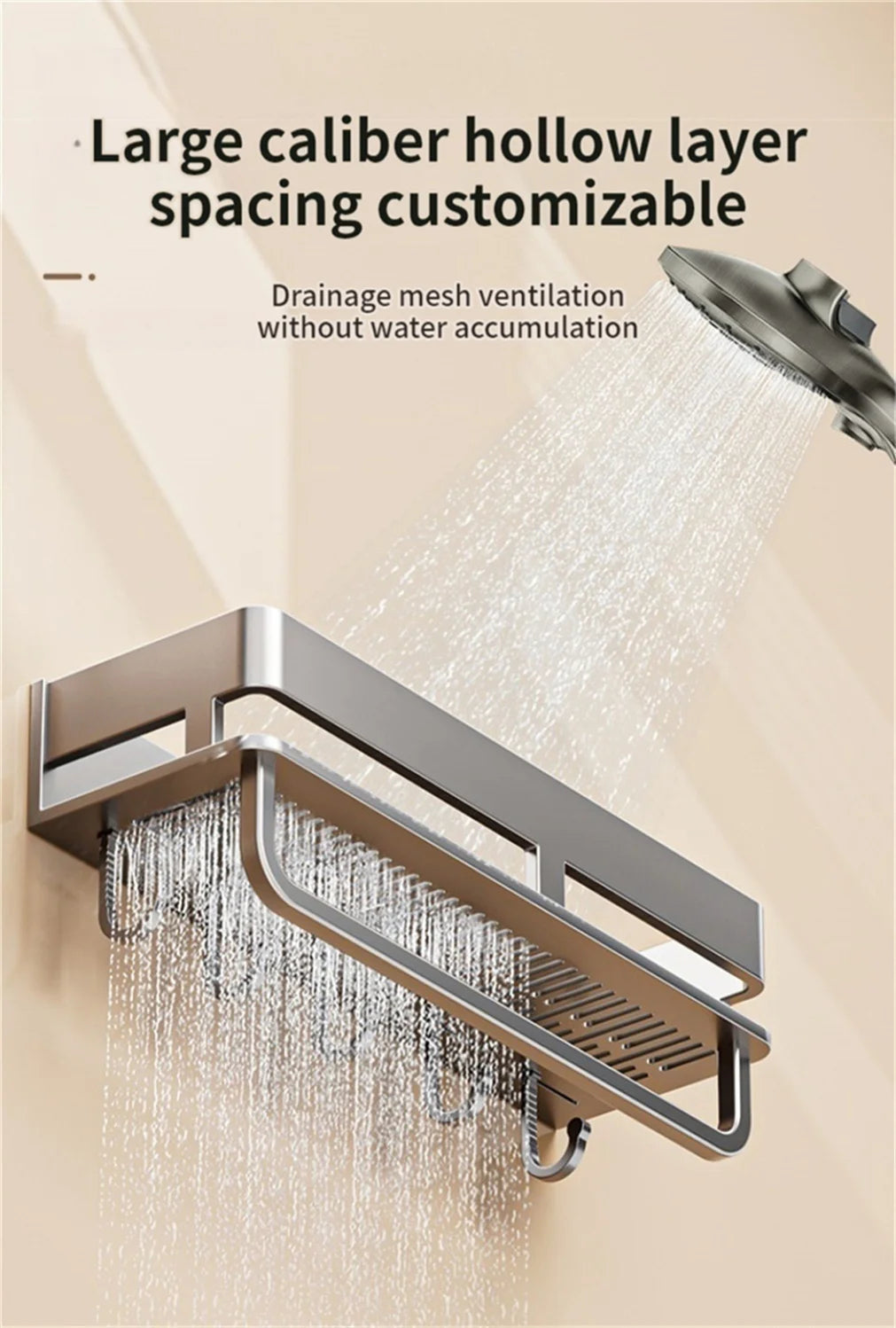 Wall-Mounted Bathroom Storage Shelf with No Drilling Required for Bathroom Sink Vanity and Toilet Wall Storage Racks