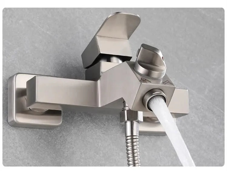 Bathroom Shower Faucet  Wall Mounted 304 SUS Shower Faucet Set Brushed Finished Styel New
