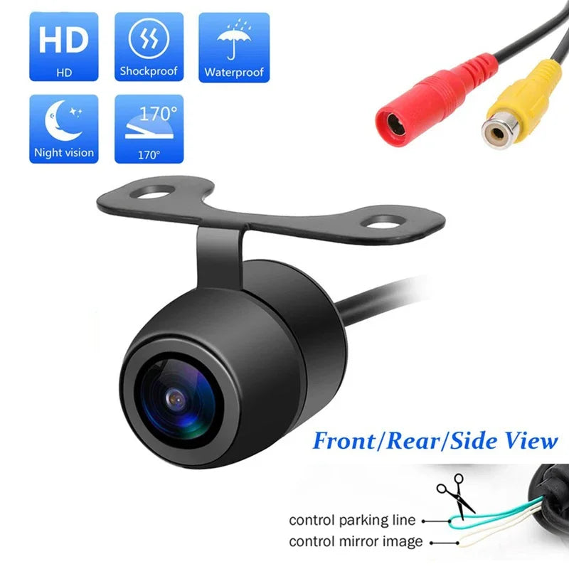 Car high-definition camera, large-angle waterproof CMOS car rear/front/side view reversing camera, rear pull-out camera