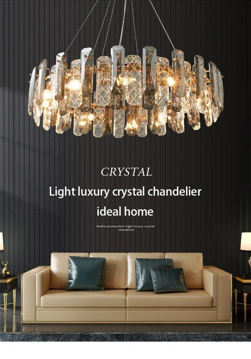 Postmodern Light Luxury LED Crystal Chandelier Atmosphere Dining Room High-end Home Bedroom Kitchen Living Room Pendant Lights