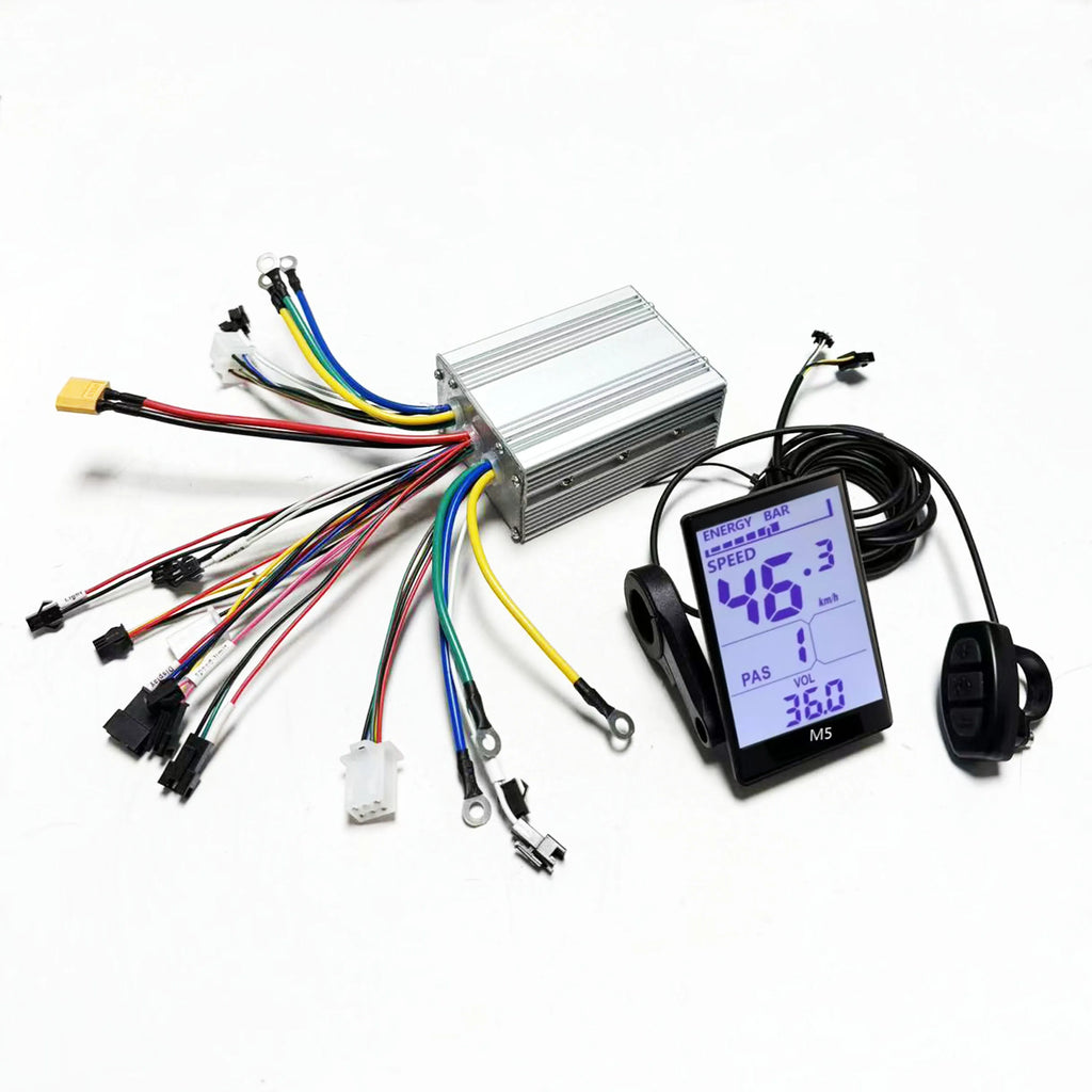 Sine Wave Dual Drive Brushless Motor Controller 25A+25A 500W+500W 36V 48V with M5 LCD Display UART No.2 for Two Motor e-bike