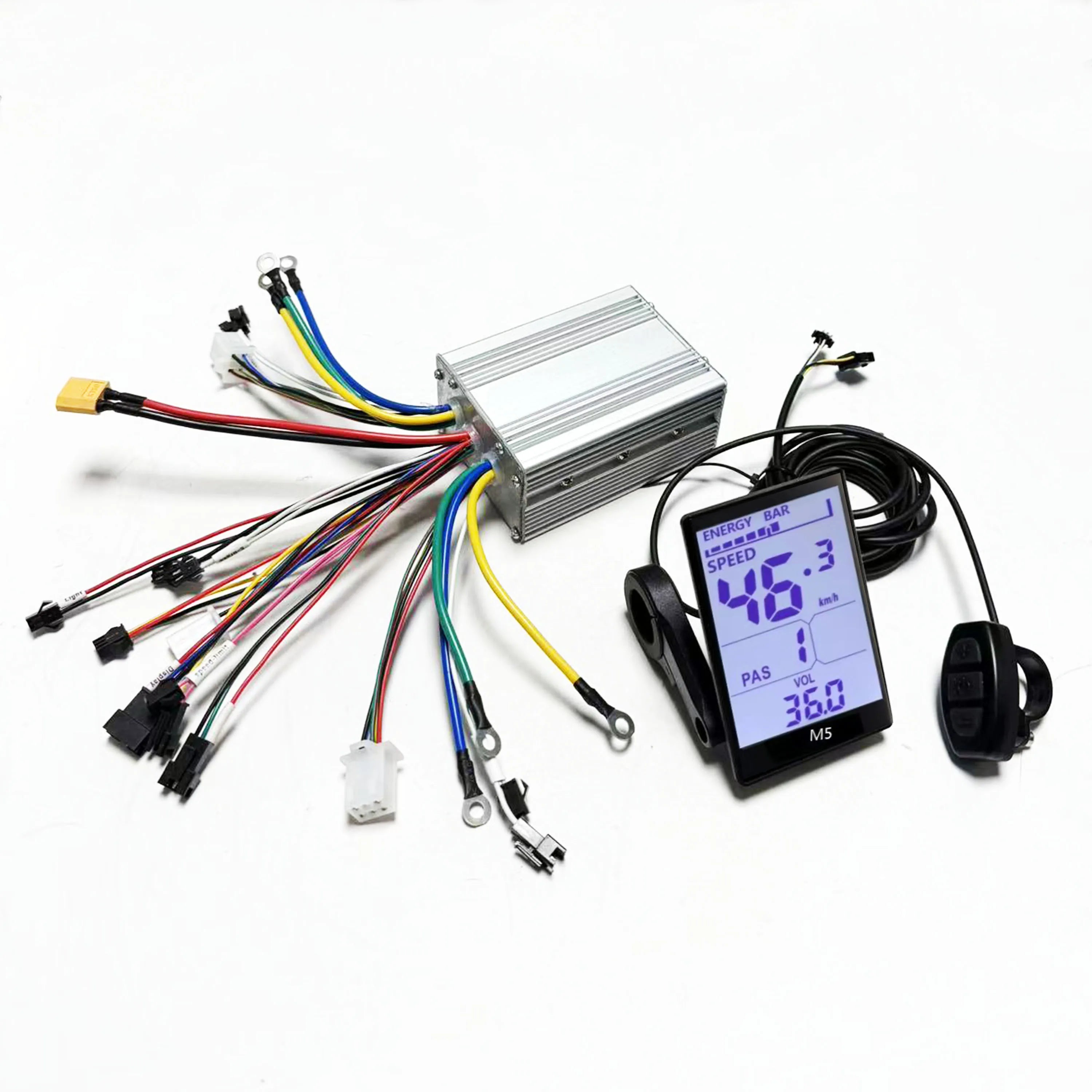 Sine Wave Dual Drive Brushless Motor Controller 25A+25A 500W+500W 36V 48V with M5 LCD Display UART No.2 for Two Motor e-bike