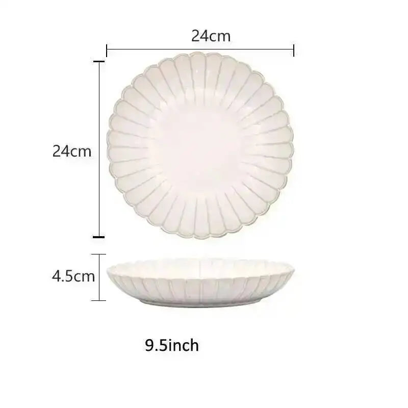 Kiln Changing Japanese Dinner Plates Ceramic White Glaze Tableware Set Western Steak Dish Salad Bowl Spoon Home Hotel Dinnerware