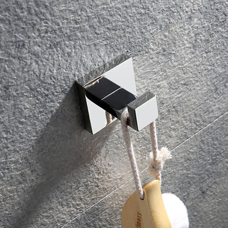 Stainless Steel Chrome Bathroom Hardware Set Square Towel Rack Towel Rack Tissue Holder Robe Hook Bathroom Rack Accessories