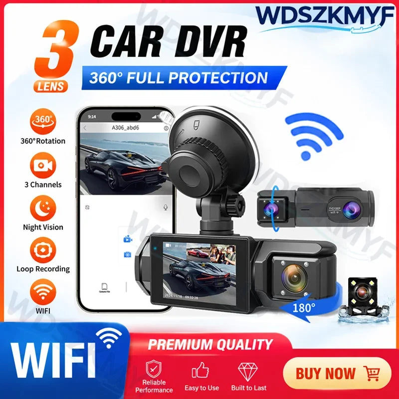 HD 1080P 2/3 camera Dash Cam for cars Front And Inside car camera with IR Night Vision Loop Recording wide angle Car DVR Camera