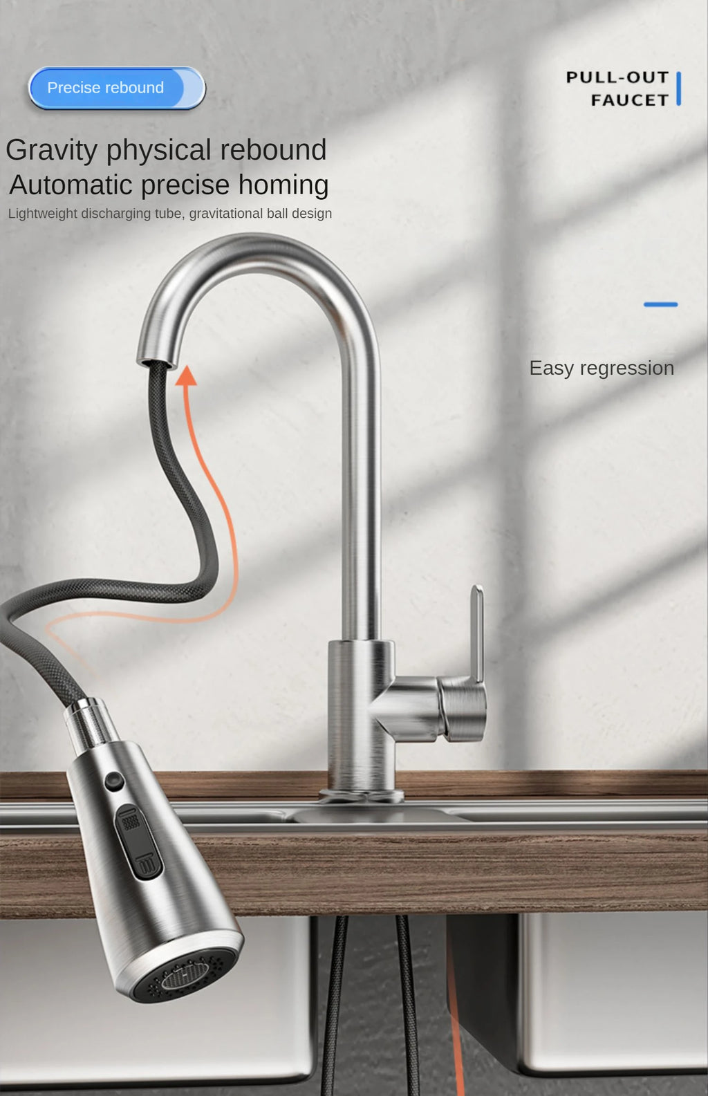 Pull kitchen faucet cold and hot water dual purpose splash proof faucet fast heating household wash basin faucet