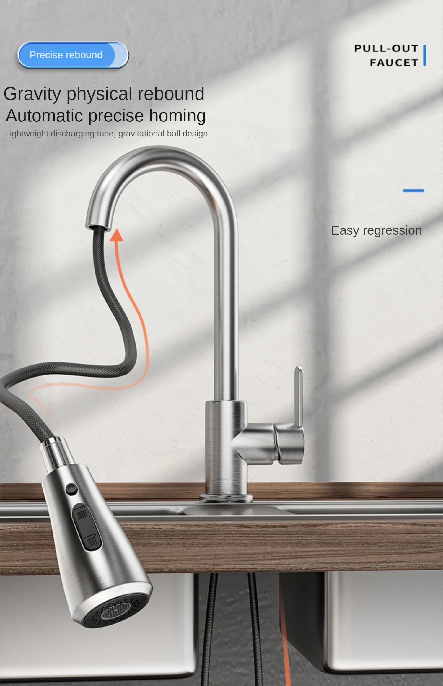 Pull kitchen faucet cold and hot water dual purpose splash proof faucet fast heating household wash basin faucet