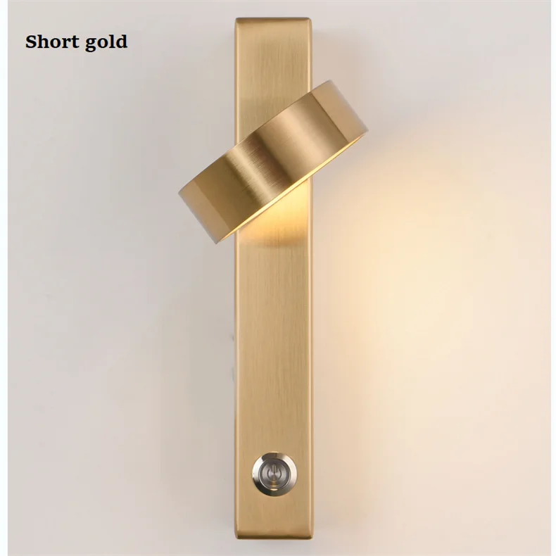 Nordic Modern LED wall lamp Gold Black Rotation Dimming Switch Wall Light With plug Fixture Bathroom Bedroom 360° Rotate Sconces