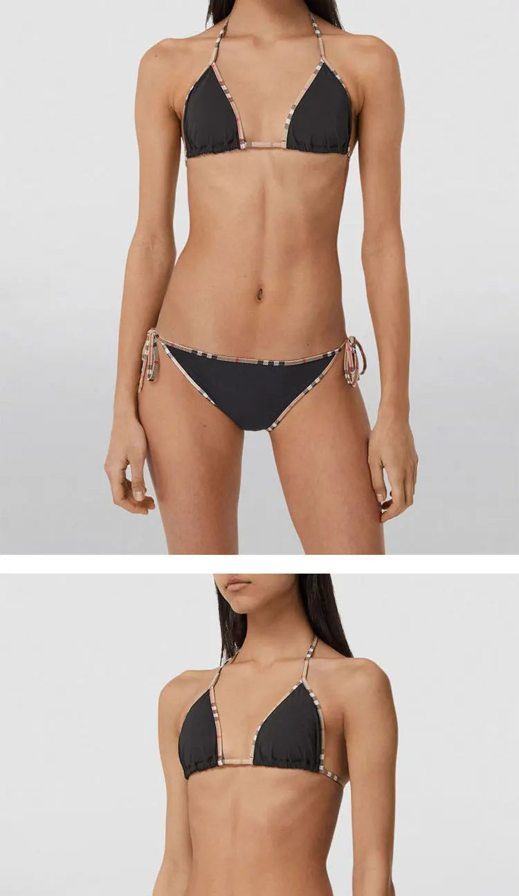 Check Bikini Sets Luxury Designer Brand Classic Print Swimsuit Two-piece Fashion Sexy Beach Swimwear 2024 Summer Women Clothing