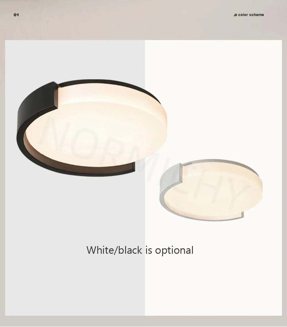 Modern Led Minimalist Nordic Black And White Room Main Light Living Room Circular Ceiling Light New Home Appliance Light Fixture