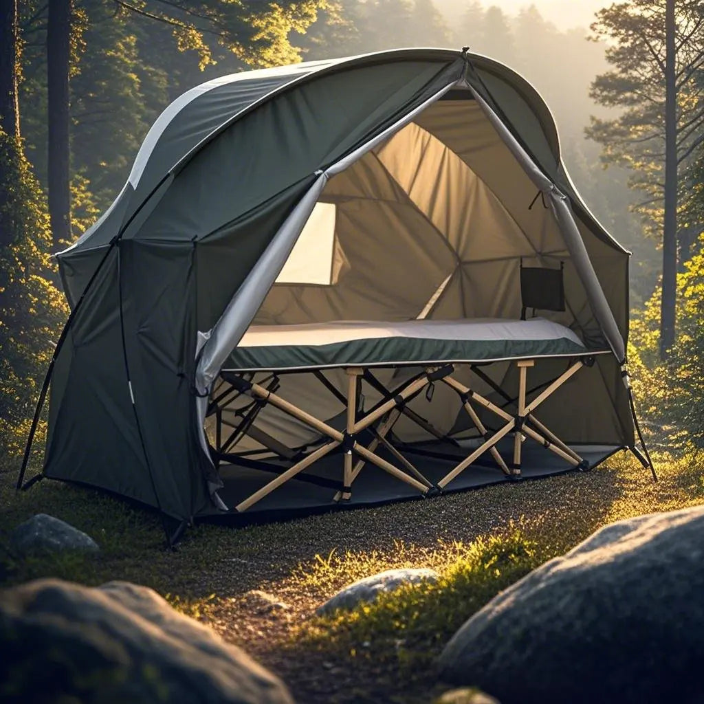 4-in-1 Camping Cot Tent, Backpacking 1 Person Camping Tent, Tent Cot Folding Off the Ground Tent,Fishing Tent,Excluding bed