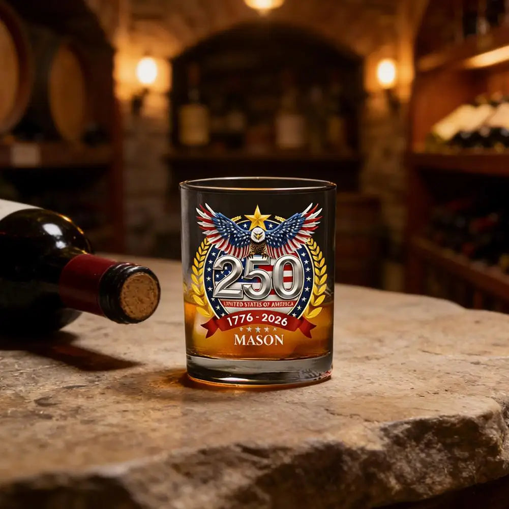 America 250 Years Anniversary Liquor Bottle Hand-blown Glassware America 250th Patriotic Eagle Cup Whiskey Glasses Rotating Cup