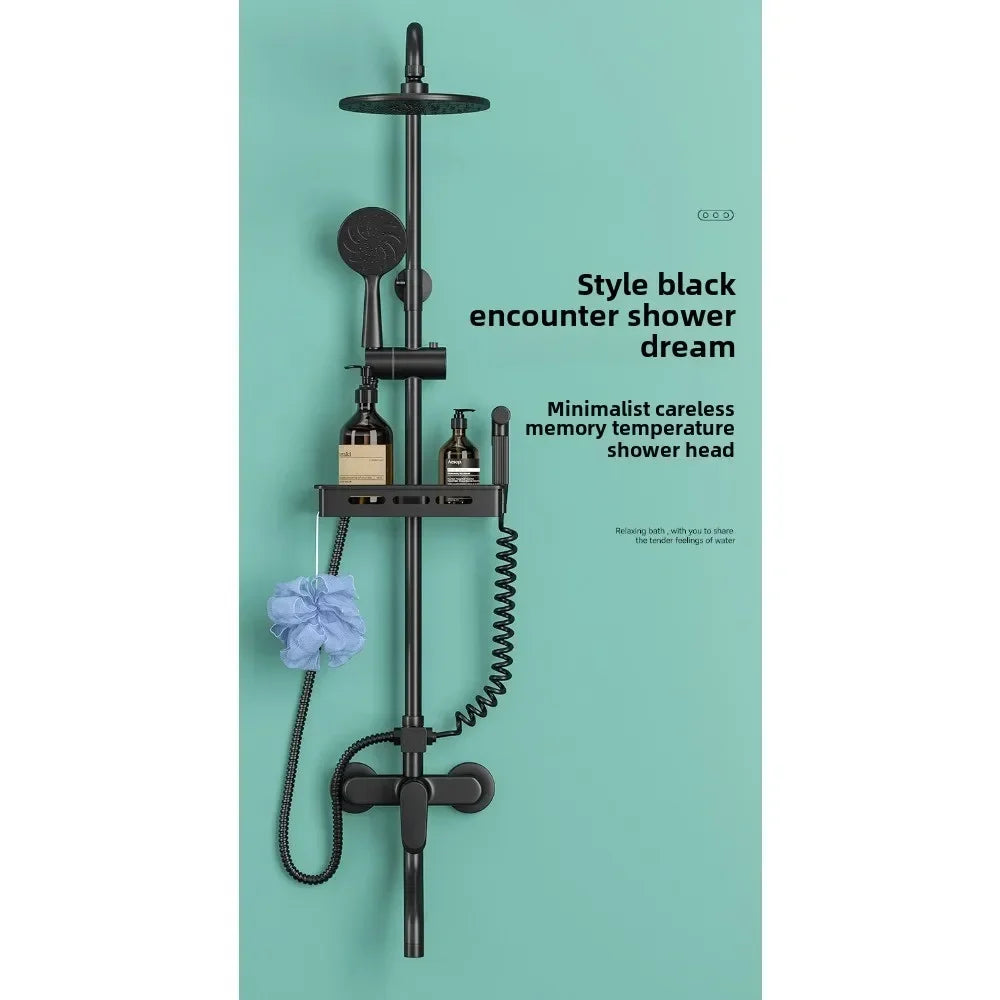 Hot and Cold Shower Head Set Bathroom Set Brushed Gold Shower System Toilet Shower Set, Household Bathroom Shower Douche