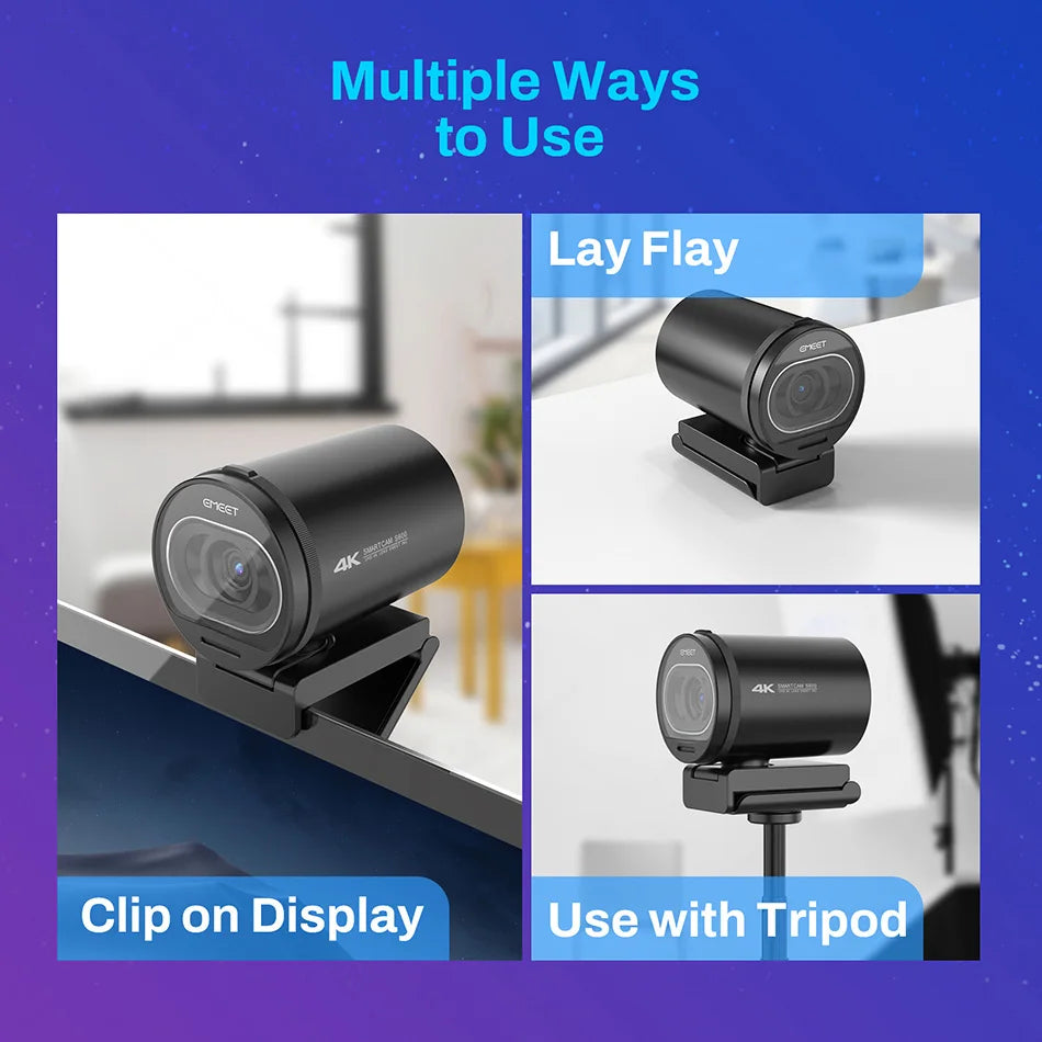 Webcam 4K Streaming Web Camera 1080P 60FPS USB Camera EMEET S600 Autofocus Living Stream Camera With Mics for Tiktok/YouTube