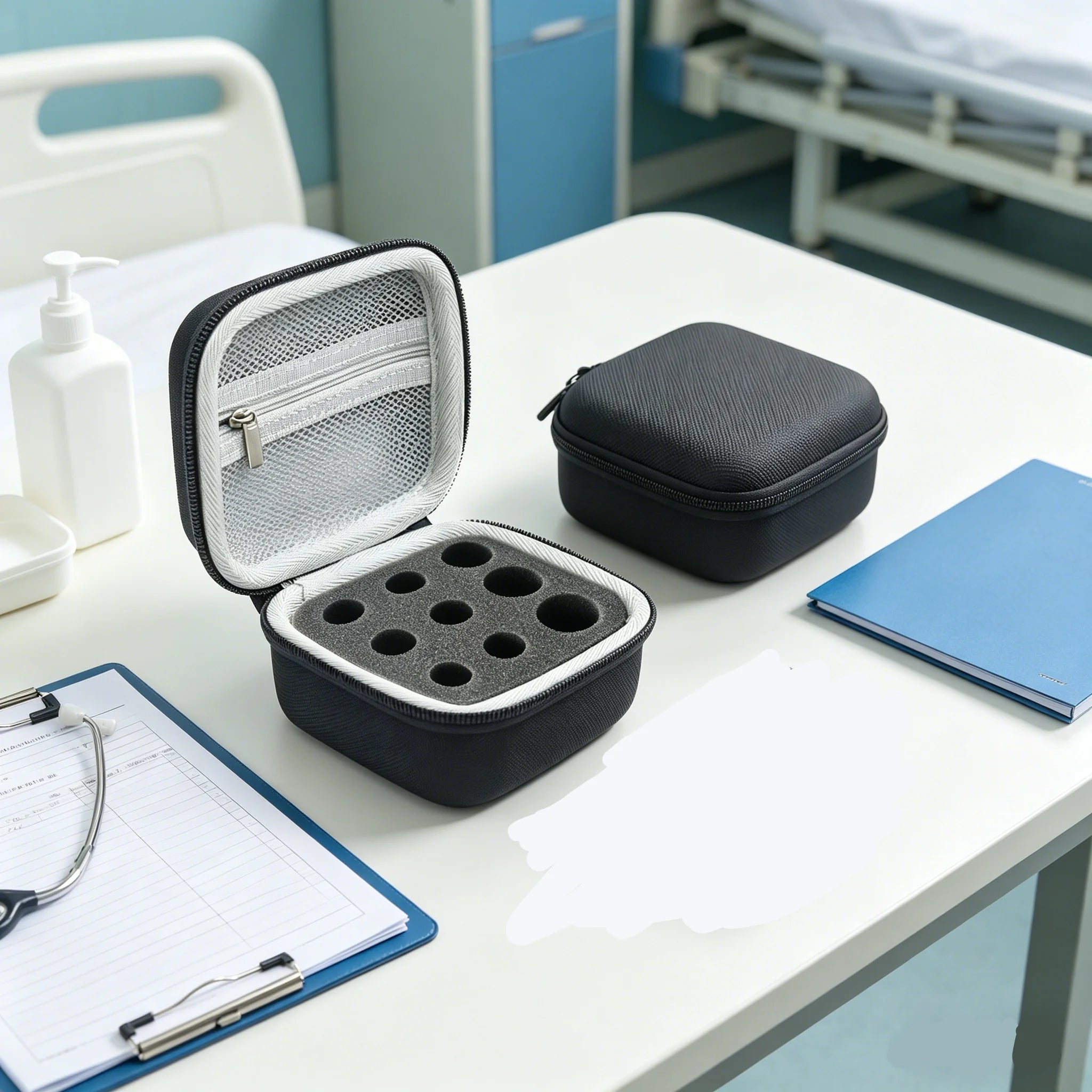 1pc Handheld peptide case insulin vial holder 9 slots for standard 3/5/10ml vial,foam protective, sale case only